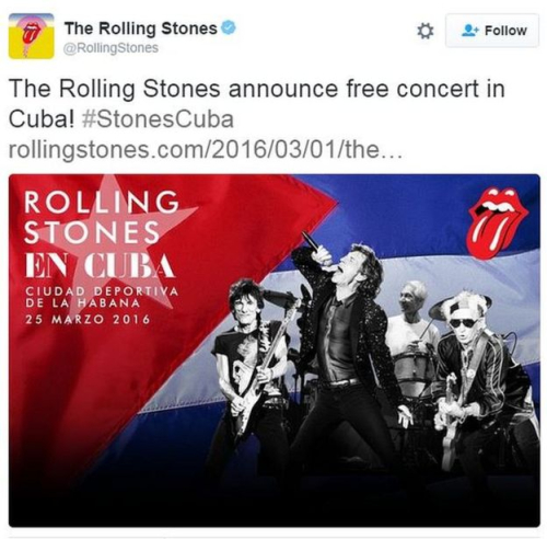 Rolling Stone, koncert falas në Kubë
