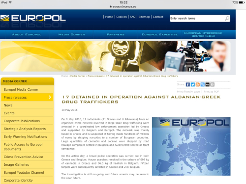 Njoftimi i Europol i datës 13 maj - NUK FIGURON SHQIPËRIA