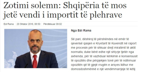 Gazeta "Shekulli" rikthen një zotim solemn të Edi Ramës për plehrat