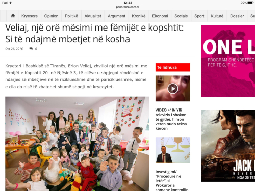 Edukatori Erjon Veliaj. Mësimin e parë e ka për mbetjet