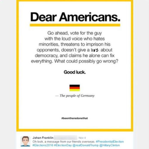 Posteri gjerman për zgjedhjet në SHBA