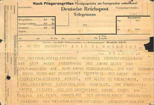Telegrami i Himlerit për Mufti Haj Amin al-Husseini