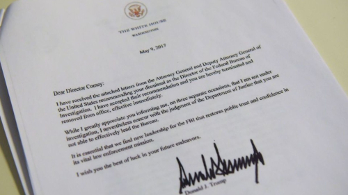 Letra e Trump për shkarkimin e Comey: Të shkarkoj dhe lini zyrën menjëherë