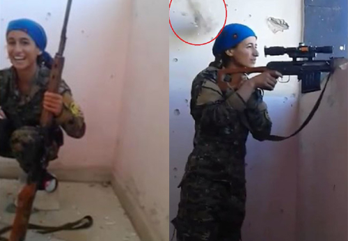 Video/Reagimi gazmor i snajperistes kurde që i shpëton vdekjes për pak cm