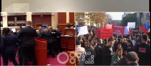 Parlament/Përplasje fizike mes deputetëve të opozitës dhe Gardës(video)