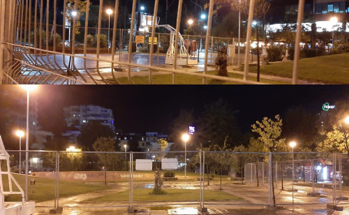 Foto/Rrethohet lulishtja te Vëllezërit Frashëri. Shënimi: Kujdes, zonë e rrezikshme!!!
