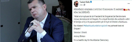 Qeshni me Shqipërinë! Taulant Balla përshëndet vendimin e SHBA kundër Berishës