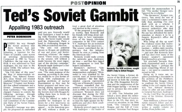 Dossier/1983, senatori demokrat Ted Kennedy kërkoi ndërhyrjen sovjetike në  zgjedhje: Reagan është i aftë kundër çdo propagande”
